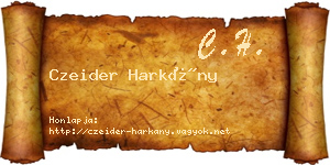 Czeider Harkány névjegykártya